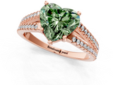 Rose gold Fancy Green Heart  Solitaire Split Shank Pavé Diamond Engagement Ring_1