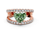 Rose gold Fancy Green Heart  Solitaire Split Shank Pave Diamond Ring_29