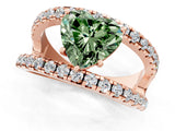 Rose gold Fancy Green Heart  Solitaire Split Shank Pave Diamond Ring_30