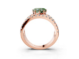 Rose gold Fancy Green Heart  Solitaire Split Shank Pave Diamond Ring_32