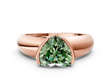 Rose gold Fancy Green Heart  Solitaire Tension Set Diamond Ring with Wide Band