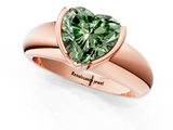 Rose gold Fancy Green Heart  Solitaire Tension Set Diamond Ring with Wide Band_1
