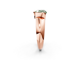 Rose gold Fancy Green Heart  Solitaire Tension Set Diamond Ring with Wide Band_2
