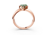Rose gold Fancy Green Heart  Solitaire Tension Set Diamond Ring with Wide Band_3