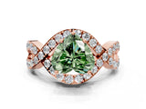 Rose gold Fancy Green Heart  Solitaire Twist Band Pavé Diamond Engagement Ring_32