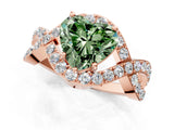 Rose gold Fancy Green Heart  Solitaire Twist Band Pavé Diamond Engagement Ring_33