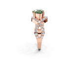 Rose gold Fancy Green Heart  Solitaire Twist Band Pavé Diamond Engagement Ring_34