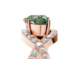 Rose gold Fancy Green Heart  Solitaire Twist Band Pavé Diamond Engagement Ring_37