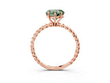 Rose gold Fancy Green Heart  Solitaire Twist Band Ring with Four-Prong Setting_68