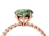 Rose gold Fancy Green Heart  Solitaire Twist Band Ring with Four-Prong Setting_69