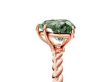 Rose gold Fancy Green Heart  Solitaire Twist Band Ring with Four-Prong Setting_70