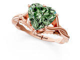 Rose gold Fancy Green Heart  Solitaire Twist Band Six-Prong Setting 2