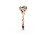Rose gold Fancy Green Heart  Solitaire Twist Band Six-Prong Setting 3