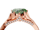 Rose gold Fancy Green Heart  Solitaire Twist Band Six-Prong Setting 5