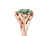 Rose gold Fancy Green Heart  Solitaire Twist Band Six-Prong Setting