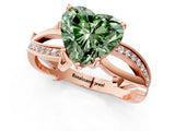 Rose gold Fancy Green Heart  Solitaire Twist Band with Pavé Accents and Four-Prong Setting_20