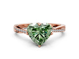 Rose gold Fancy Green Heart  Solitaire Twist Band with Pavé Diamonds and Four-Prong Setting_47