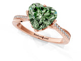 Rose gold Fancy Green Heart  Solitaire Twist Band with Pavé Diamonds and Four-Prong Setting_48