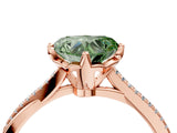 Rose gold Fancy Green Heart  Solitaire Twist Band with Pavé Diamonds and Four-Prong Setting_51