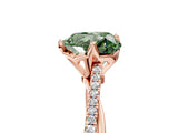 Rose gold Fancy Green Heart  Solitaire Twist Band with Pavé Diamonds and Four-Prong Setting_52