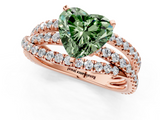 Rose gold Fancy Green Heart  Solitaire Twist Band with Pavé Setting and Four-Prong Setting_1