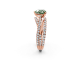 Rose gold Fancy Green Heart  Solitaire Twist Band with Pavé Setting and Four-Prong Setting_2