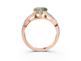 Rose gold Fancy Green Heart  Solitaire Twist Band with Pavé Setting and Four-Prong Setting_3