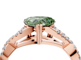Rose gold Fancy Green Heart  Solitaire Twist Band with Pavé Setting and Four-Prong Setting_4