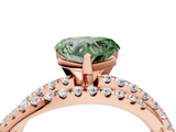 Rose gold Fancy Green Heart  Solitaire Twist Band with Pavé Setting and Four-Prong Setting_4