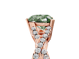 Rose gold Fancy Green Heart  Solitaire Twist Band with Pavé Setting and Four-Prong Setting_5