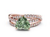 Rose gold Fancy Green Heart  Solitaire Twist Band with Pavé Setting and Four-Prong Setting