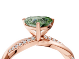 Rose gold Fancy Green Heart  Solitaire Twist Band with Pave Prong Setting_4