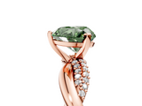 Rose gold Fancy Green Heart  Solitaire Twist Band with Pave Prong Setting_5