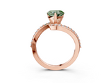 Rose gold Fancy Green Heart  Solitaire Twist Band with Pave Set Diamonds and Four-Prong Setting_3