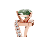 Rose gold Fancy Green Heart  Solitaire Twist Band with Pave Set Diamonds and Four-Prong Setting_5