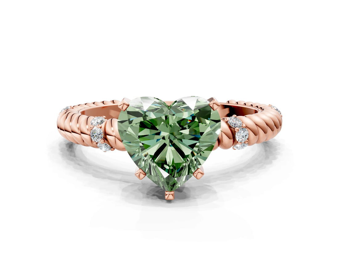 Rose gold Fancy Green Heart  Solitaire Twisted Band Prong Set Engagement Ring_21