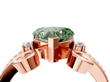 Rose gold Fancy Green Heart  Solitaire Twisted Band Scroll Prong Ring_7