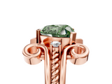 Rose gold Fancy Green Heart  Solitaire Twisted Band Scroll Prong Ring_8