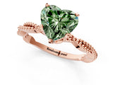 Rose gold Fancy Green Heart  Solitaire Twisted Band with Bead Prong Setting_31