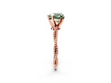 Rose gold Fancy Green Heart  Solitaire Twisted Band with Bead Prong Setting_32