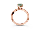 Rose gold Fancy Green Heart  Solitaire Twisted Band with Bead Prong Setting_33