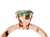Rose gold Fancy Green Heart  Solitaire Twisted Band with Bead Prong Setting_34