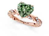 Rose gold Fancy Green Heart  Solitaire Twisted Band with Pavé Accents and Four-Prong Setting_1