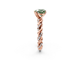 Rose gold Fancy Green Heart  Solitaire Twisted Band with Pavé Accents and Four-Prong Setting_2