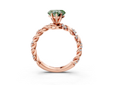 Rose gold Fancy Green Heart  Solitaire Twisted Band with Pavé Accents and Four-Prong Setting_3