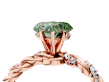 Rose gold Fancy Green Heart  Solitaire Twisted Band with Pavé Accents and Four-Prong Setting_4