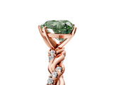 Rose gold Fancy Green Heart  Solitaire Twisted Band with Pavé Accents and Four-Prong Setting_5