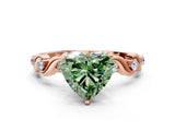 Rose gold Fancy Green Heart  Solitaire Twisted Band with Prong Setting 1