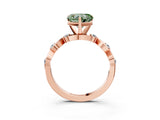 Rose gold Fancy Green Heart  Solitaire Twisted Band with Prong Setting 4