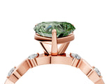 Rose gold Fancy Green Heart  Solitaire Twisted Band with Prong Setting 5